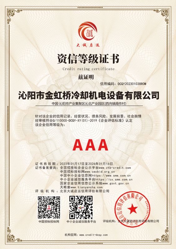 AAA资信等级证书